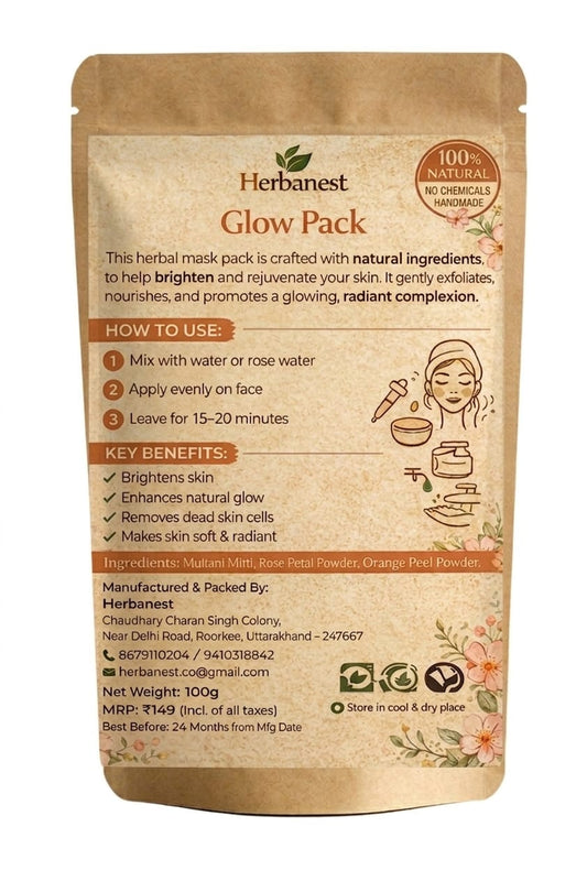 Herbanest Glow Pack – Rose & Orange Peel Face Pack