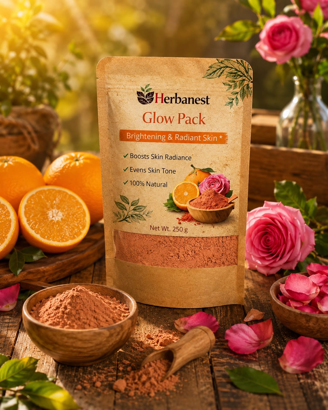Herbanest Glow Pack – Rose & Orange Peel Face Pack