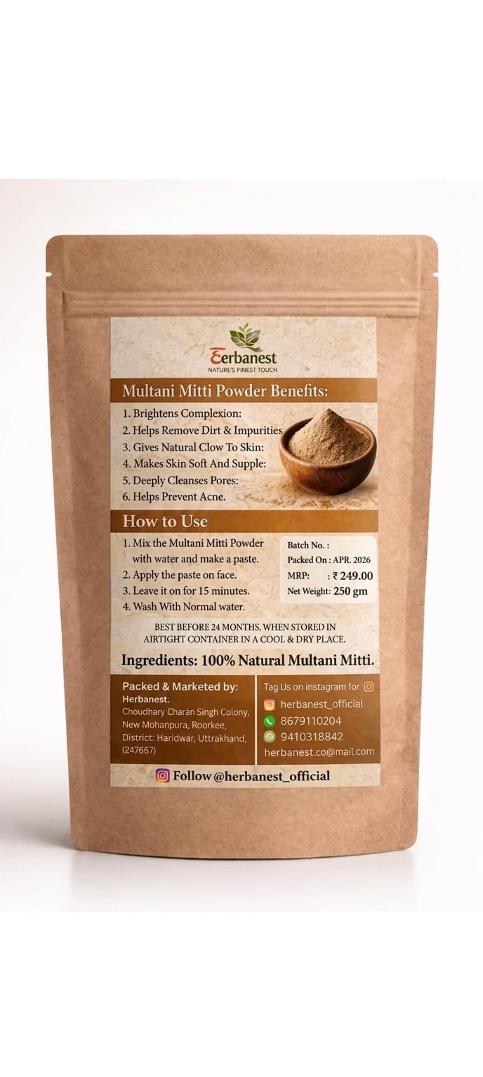 Herbanest-Pure Multani Mitti – Natural Face & Hair Care Clay